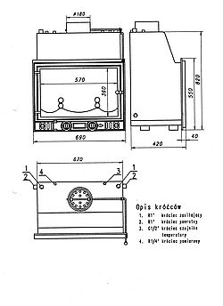 Чугунная топка для камина W3р-14 kW с водяным контуром