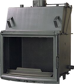 Чугунная топка для камина W10р-14 kW с водяным контуром + стекло полукруглое
