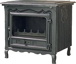 Чугунная печь-камин KAW-MET (Польша) Р2-10 kW с 3 комфорками для приготовления пищи.