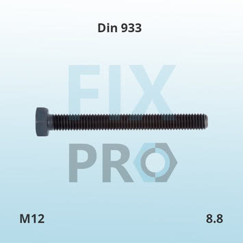 DIN 933 Болт шестигранной головкой полная резьба A2, A4, 12.9, 10.9, 8.8 латунь Fix Pro