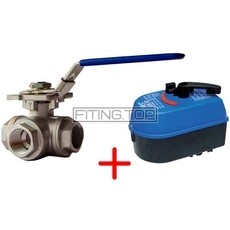 Нержавеющий кран шаровой с электроприводом (Ду 15 (1/2") 3-х ходовой L/T-порт)