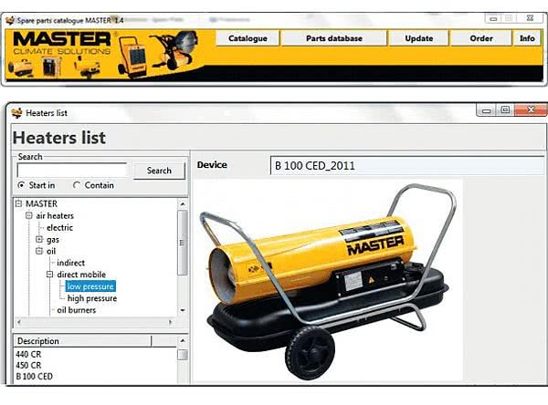 Новая версия он-лайн каталога запасных частей нагревателей воздуха MASTER.