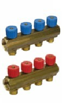 Коллектор НР с вентилями 1`x3x3/4»