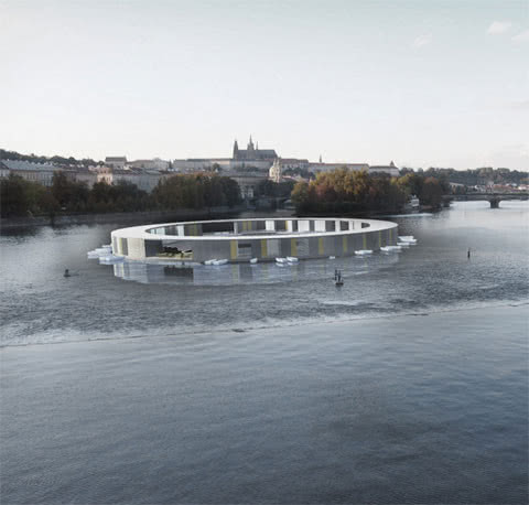 Проект плавающего бассейна в Праге.