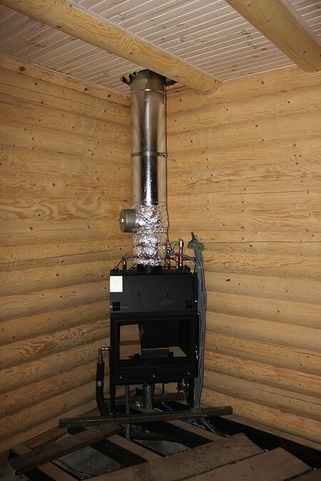 Установка камина с водяной рубашкой