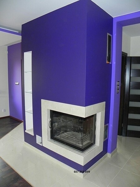 Угловой камин, 22кВт с водяным контуром, для отопления дома