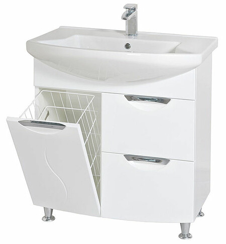 аква родос,Тумба с умывальником и корзиной для белья Глория 75см