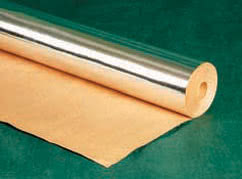 Фольгированная бумага - пароизоляционный металлизированный материал выполнен на основе крафт - бумаги с нанесенной алюм