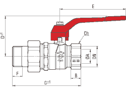 FIV кран шаровый Perfecta 25 бар МF, с соединением 1-2